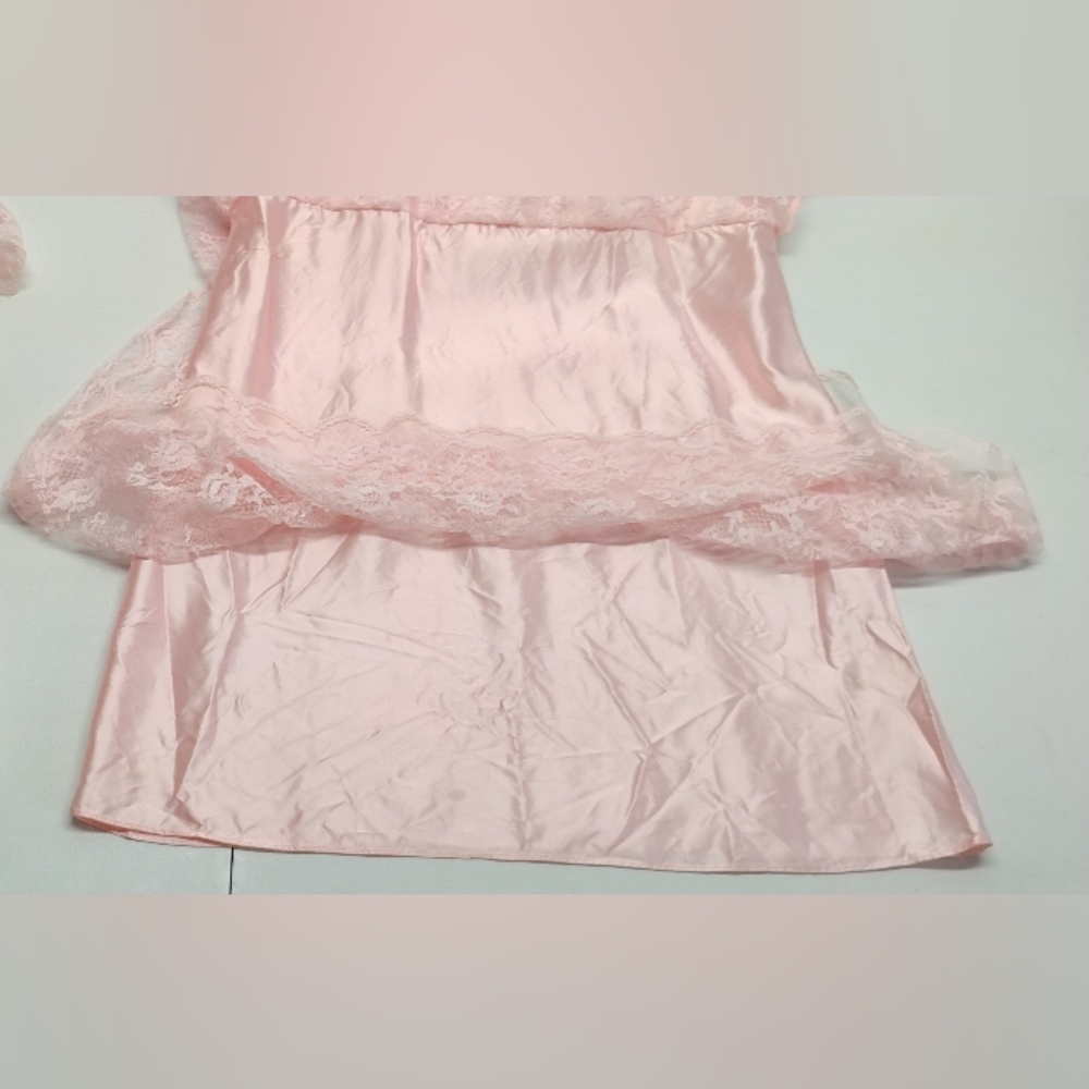 JCPENNEY Vintage Dress 2 Piece Satin/Lace Pink Sz 7/8 Women's Spaghetti Straps - Picture 11 of 16